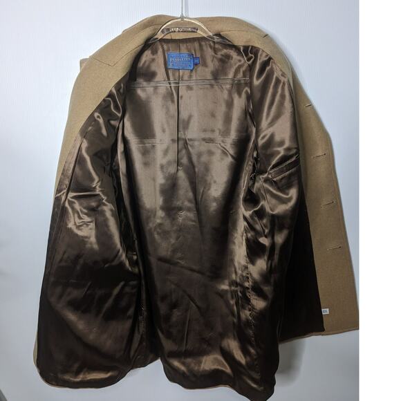 Pendleton Men’s Wool Car Coat 44 Tan Mid Length Button Front Jacket VTG 90s USA - Picture 10 of 13